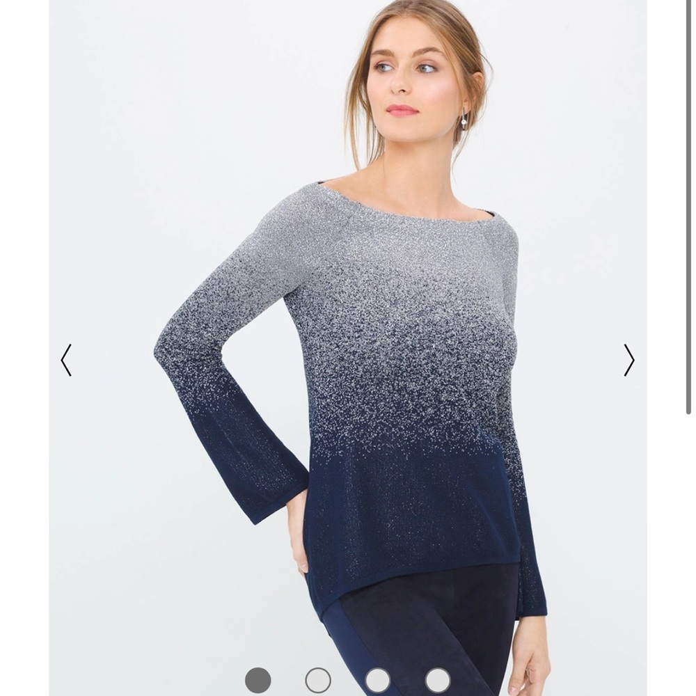 White House Black Market Navy Shimmer Ombré Sweater